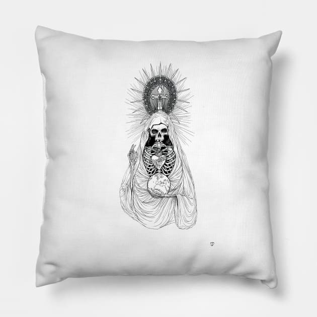 Santa Muerte Pillow by tristan.r.rosenkreutz