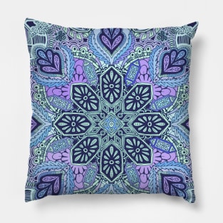 Navy Blue, Mint and Purple Boho Pattern Pillow