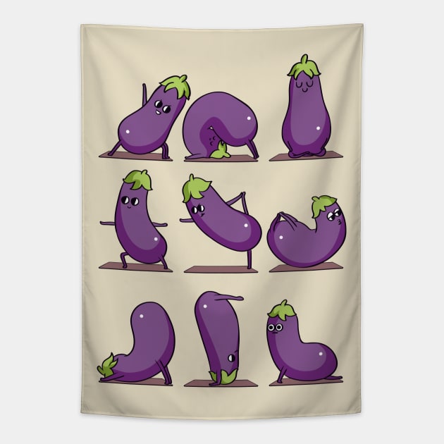 Eggplant Yoga Tapestry by huebucket