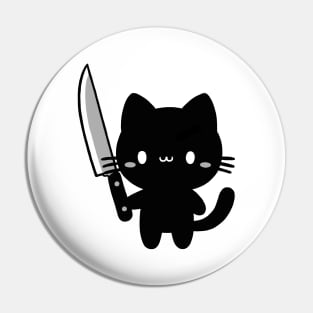 black cat with a knife Pin