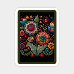 Botanical vintage Ethnic embroidery Floral design 4 Magnet