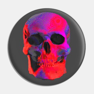 Bright Acid Glitch Skull Pin