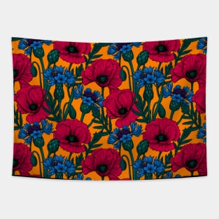 Red poppies and blue cornflowers Tapestry
