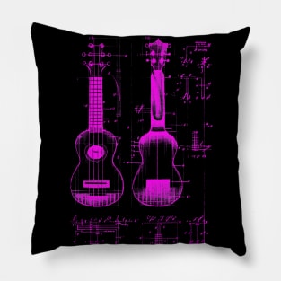 Neon Pink Ukulele Da Vinci Blueprint Pillow