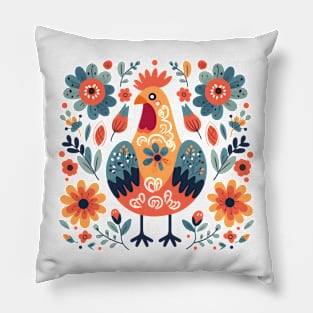 Scandinavian Folk Art Cock Pillow