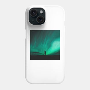 Man Watching The Northern Lights in Iceland Phone Case