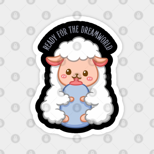 Ready for the dream world Hello little baby sheep in pajamas sleeping cute baby outfit Magnet by BoogieCreates