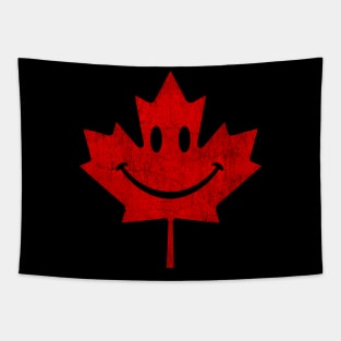 Smiling Face Maple Leaf Canada Happy Canada T Design Tapestry