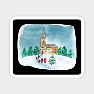 Family walking in winter clothes Magnet