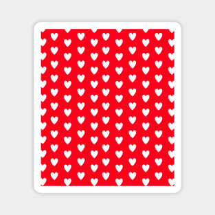 White Hearts Polka Dots on Red Magnet