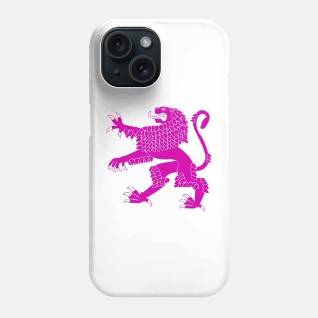 Heraldic Rampant Lion (Pink) Phone Case by PabloDeChenez