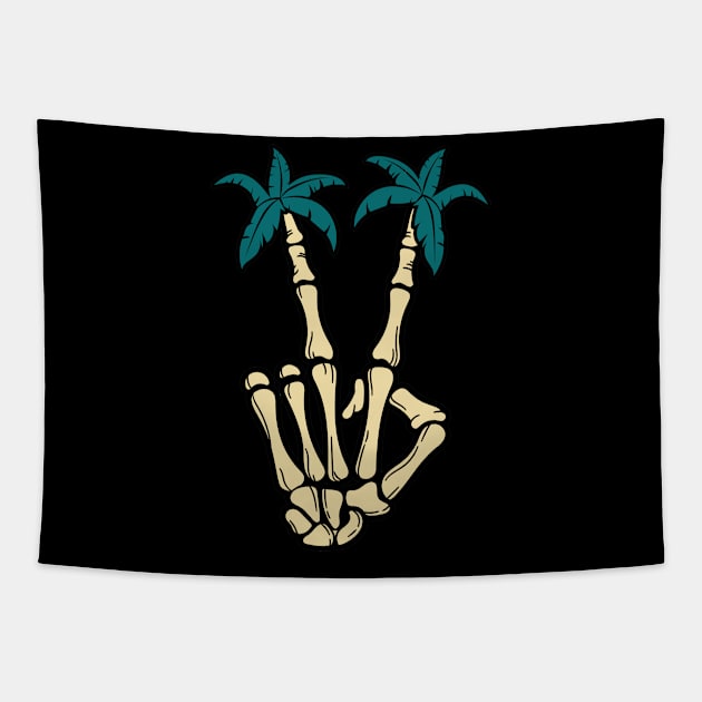 Peace Skeleton Hand Sign Tapestry by 4ntler