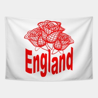 England Text With Stylized English Red Roses Tapestry