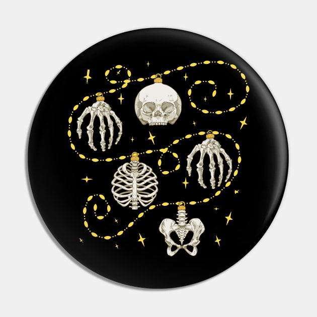 Skeleton Baubles Gold Chain Pin by yaylemons