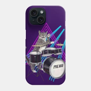 Cat Drummer - Rock band kitty playing the drums Phone Case