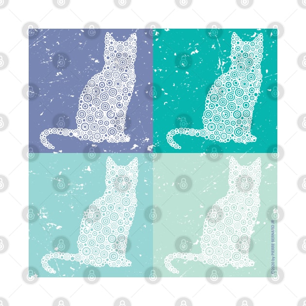 Cats Pop Art - Bluegreen Circle Design by pbdotman