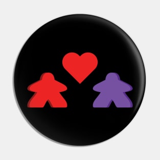 Red And Purple Meeple Couple Board Game Valentine's Day Pin