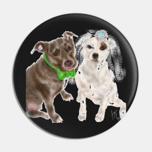 Bride and Broom Pit Bull Dog Wedding Pin