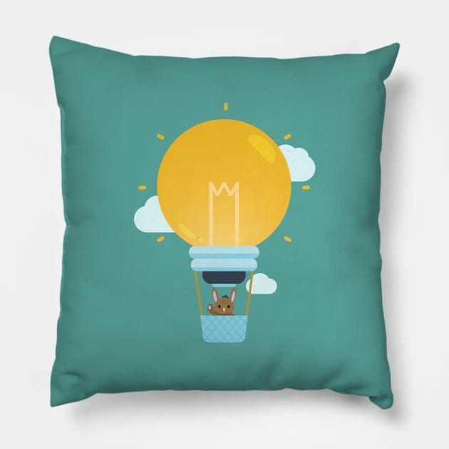 Lightbulb Hot Air Balloon Pillow by StrayKoi