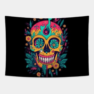 Psychedelic colorful skull Tapestry