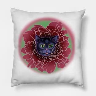 Floral Black Cat Pillow