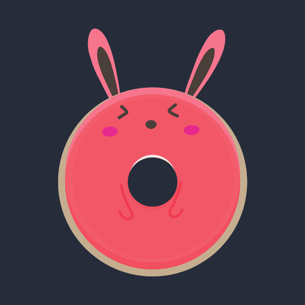 Pink Donut Blushing Bunny Rabbit by InkyArt