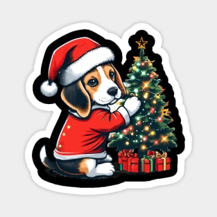 Beagle Dog Christmas Magnet