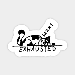 exhausted cat drawing cute sleeping Magnet