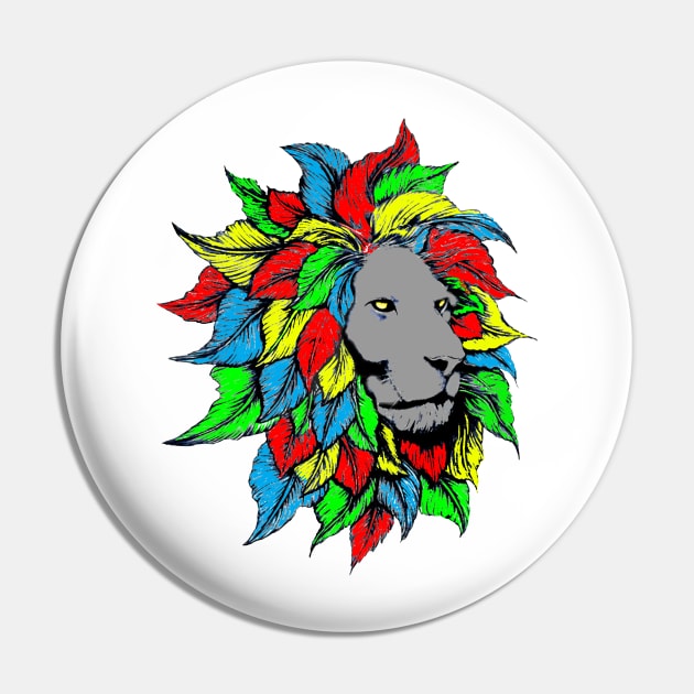 Rasta Lion Face Pin by thelimetree