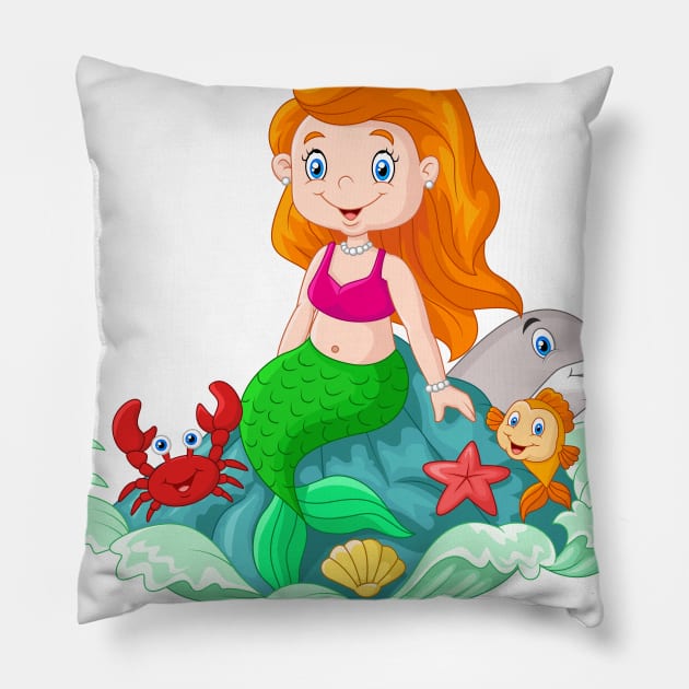 Cute Mermaids Pillow by TAMOH65