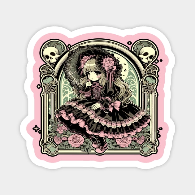 Gothic Spooky Kawaii Lolita Magnet by DesignDinamique