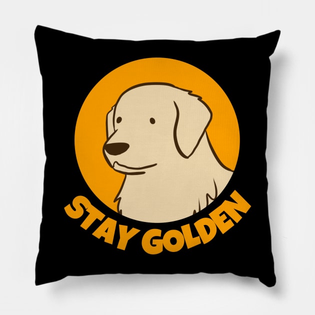 Stay golden retriever Pillow by Yarafantasyart