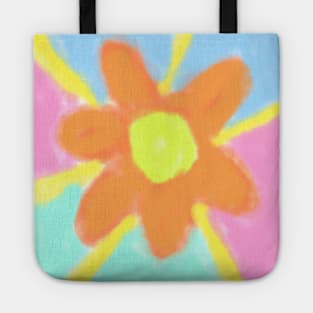 Pink blue orange flower watercolor art Tote