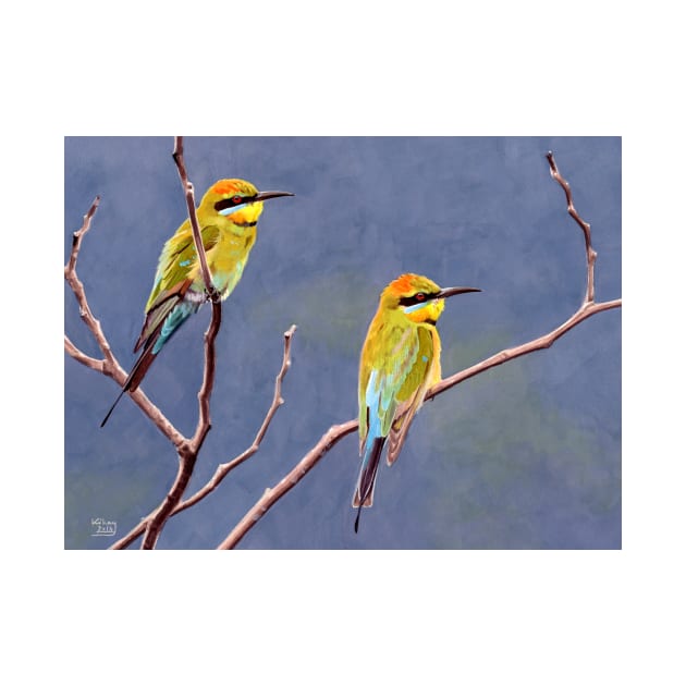 Rainbow Bee-eaters by kokayart