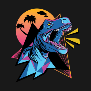 80's Retro T REX Video Tape Style 90's Dinosaur print T-Shirt