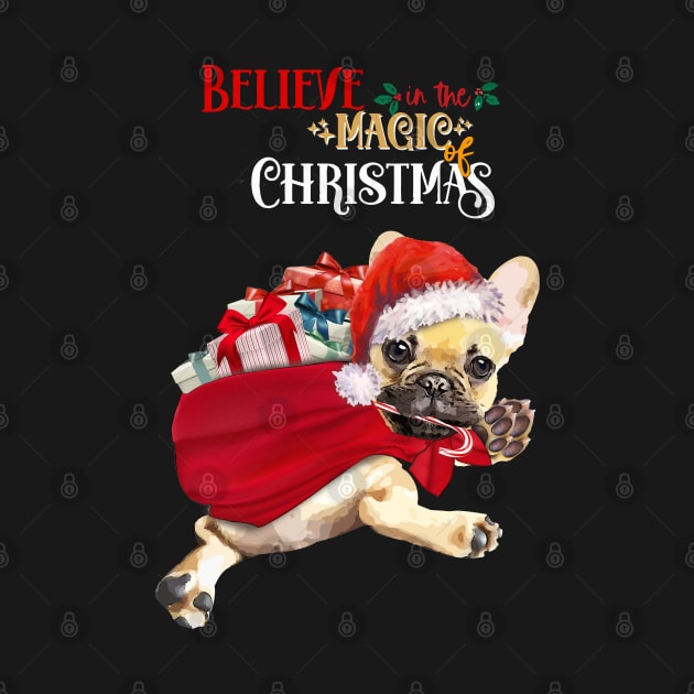 French Bulldog Frenchie belive in magic of merry Christmas by Collagedream