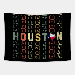 Vintage Houston Texas Flag USA Retro Distressed Sunset Tapestry