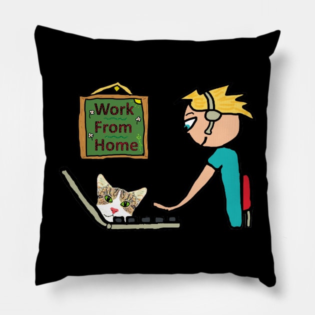 Work From Home Pillow by Mark Ewbie