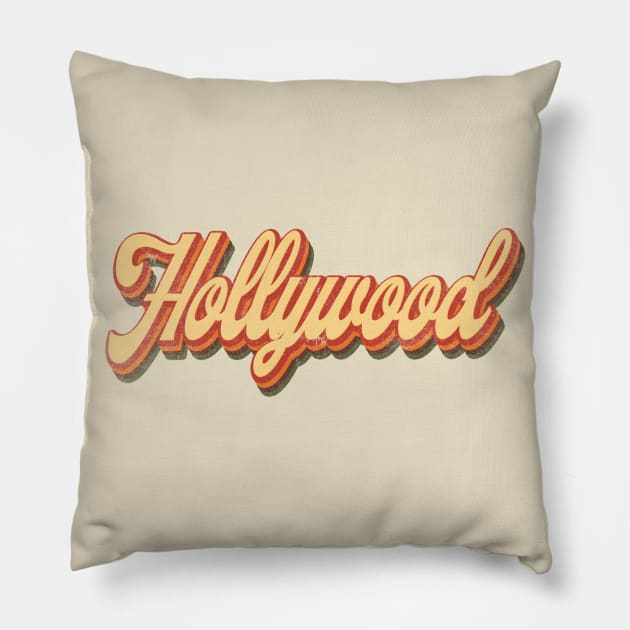 Hollywood California Retro Vintage Pillow by Happy as I travel