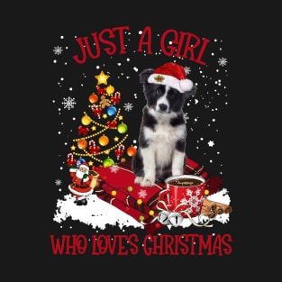 Border Collie Just A Girl Who Loves Christmas T-Shirt