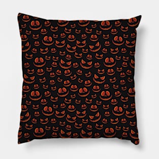 Orange and Black Halloween Pumpkin Eyes Pattern Pillow