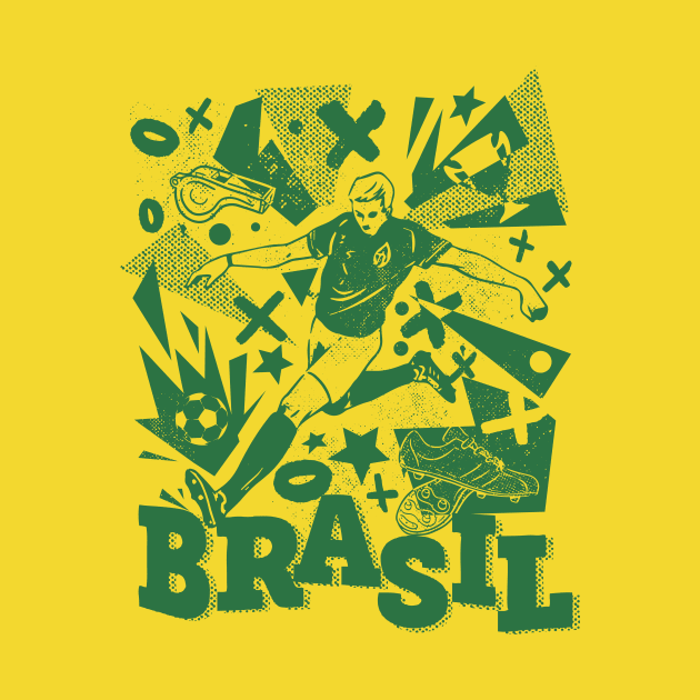 Vintage Brazil Football // Retro Grunge Brasil Soccer by SLAG_Creative