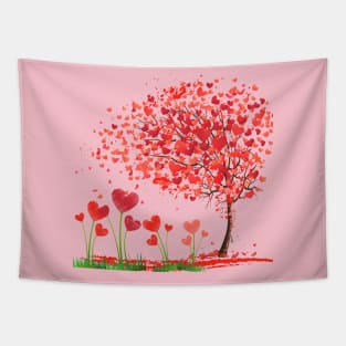 Valentine's Love Blossoms: Heartfelt Tree Delight Tapestry