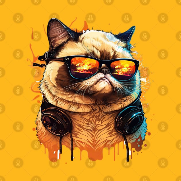 funny Cat wearing Sun Glasses happy summer holiday by jqkart