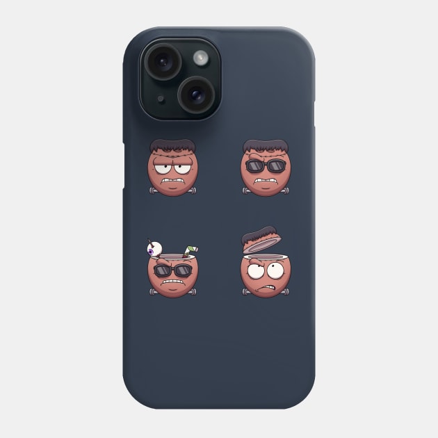 Funny And Cool Coconut Frankenstein Monster Faces Sticker Pack Phone Case by TheMaskedTooner