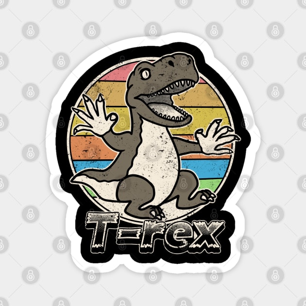 T-Rex Retro Distressed Style Vintage Dinosaur Magnet by alexkosterocke