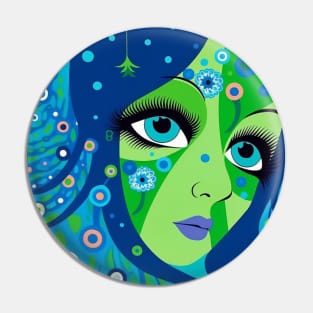 Blue-Eyed Green Girl Pin