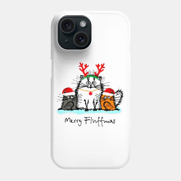 Merry Fluffmas Phone Case by kimmygoderteart