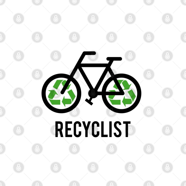 Recycylist, bicycle with recycling sign, t-shirt, cyclist shirt by beakraus