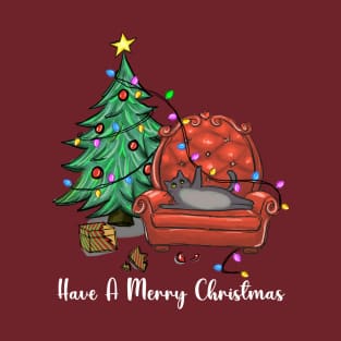 Have A Merry Christmas, Relaxed Cat Time T-Shirt